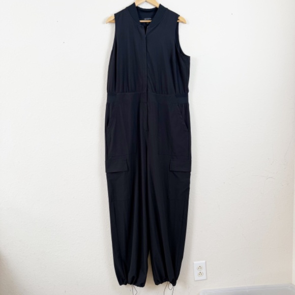 Athleta Brooklyn Black Utility Jumpsuit Size 16 - Picture 1 of 6